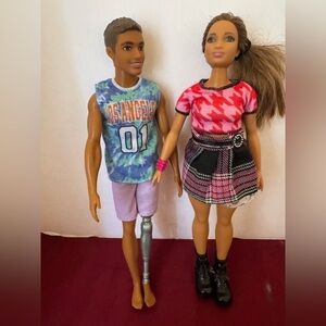 Barbie Ken Fashionistas Doll 212 Prosthetic Leg And Curvy Fashionistas Barbie